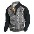 thumbnail image 1 of VNKIDY Men's Sweatshirt Fall Winter Thermal Casual Patchwork Cable Knit Quarter Zip Pullover Stand Collar Long Sleeve Pullover With Contrast Details For Cold Weather Outdoor Wear Stylish Tops, 1 of 3