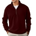 thumbnail image 1 of VNKIDY Men's Sweatshirt Fall Winter Thermal Casual Solid Color Quarter Zip Pullover Stand Collar Long Sleeve Warm Sweatshirt For Outdoor Activities Fashionable Tops, 1 of 6