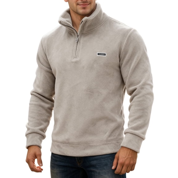 VNKIDY Men's Sweatshirt Street Style Plush Thicken Solid Color Crewneck Sweatshirt Thermal Loose Fit Long Sleeve Pullover For Autumn Winter Soft Tops