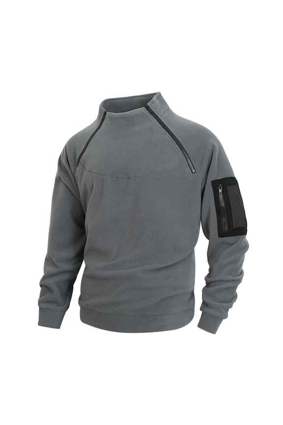 Men's Sweatshirts Autumn Winter Slim Fit Stand Up Collar Long Sleeved Pullover Casual Coral Jacket Male Solid Color Streetwear Classic