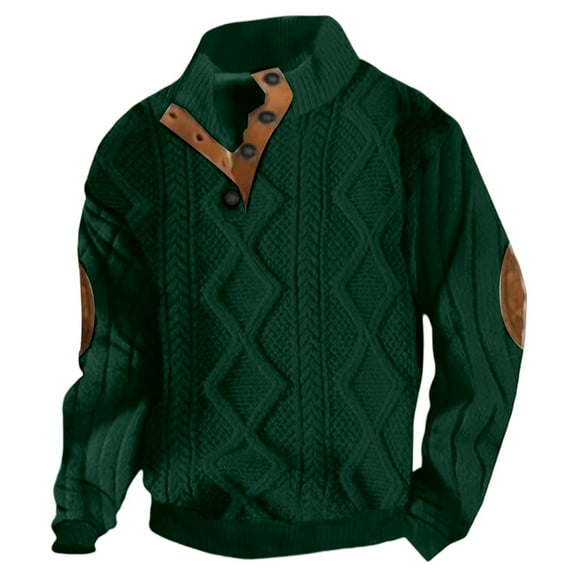 VNKIDY Men's Sweatshirts Autumn/winter Casual Fashion Sports Stand Collar Button Hoodie Male Long Sleeve Solid Color Pullover Streetwear Breathable