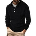 thumbnail image 1 of VNKIDY Men's Sweatshirts Hooded Half Button Hooded Knit Fashion Hoodie Male Long Sleeve Solid Color Pullover Autumn Winter Streetwear Stylish, 1 of 9