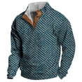 thumbnail image 1 of VNKIDY Men's Western Vintage Solid Color Patchwork Printed Stand Tie Buckle Sweatshirt Male Long Sleeve Pullover Autumn Winter Streetwear Fashionable, 1 of 2
