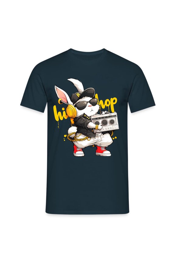 Mens Easter Hip Hop Bunny Print TShirts Short Sleeve Crewneck Holiday Rabbit Graphic Casual Streetwear Tees For Daily Wear Blue L