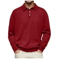 thumbnail image 1 of VNKIDY Mens Fashion Casual Solid Color Button Long Sleeve Tops Polo Shirt Athletic Classic Work Basic Collared Pullover Shirts Cozy Top XL, 1 of 6