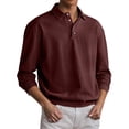 thumbnail image 1 of VNKIDY Mens Fashion Casual Solid Color Button Long Sleeve Tops Polo Shirt Athletic Classic Work Basic Collared Pullover Shirts Versatile Top L, 1 of 5