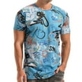 thumbnail image 1 of VNKIDY Mens Graffiti Print Breathable TShirts Short Sleeve Crewneck Casual Streetwear Tees For Summer Daily Wear Blue XXXXL, 1 of 6