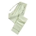 thumbnail image 1 of VNKIDY Mens Pants Casual Quick Dry Sports Pants Solid Color Elastic Waist With Drawstring Lightweight Zipper Pockets Tapered Leg Trousers For Outdoor Activities Light Green M, 1 of 3