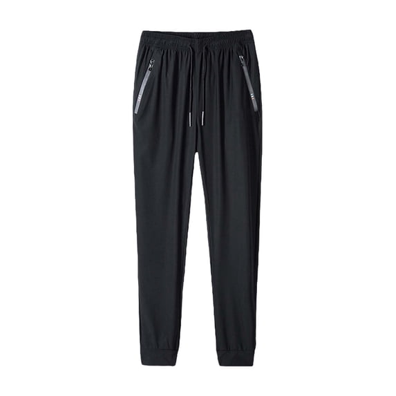 VNKIDY Mens Pants Casual Slim Fit Sports Pants Solid Color Elastic Waist With Drawstring Lightweight Stretch Zipper Pockets Tapered Leg Trousers For Daily Wear BK2 XXXXXXL
