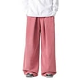 thumbnail image 1 of VNKIDY Mens Pants Casual Wide Leg Corduroy Pants Solid Color Waffle Texture Elastic Waist Loose Fit Trousers For Daily Street Wear Pink XXXXL, 1 of 3