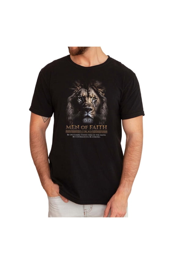 Mens T-Shirt Casual Crewneck Short Sleeve Tees Lion Print Soft Loose Fit Top For Religious Casual Daily Outdoor Wear Trendy Top