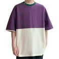 thumbnail image 1 of VNKIDY Mens T-Shirt Oversized Two Tone Short Sleeve Crewneck Tees Color Block Loose Fit Breathable Tops For Casual Daily Streetwear Leisure Top, 1 of 2