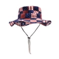 thumbnail image 1 of VNKIDY Mens Womens Usa Star Stripe Print Bucket Hat Adjustable Chin Strap Sun Protection Hat For Independence Day Daily Wear Stylish Hat, 1 of 5