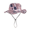 thumbnail image 1 of VNKIDY Mens Womens Usa Star Stripe Print Bucket Hat Adjustable Chin Strap Sun Protection Hat For Independence Day Daily Wear Trendy Hat, 1 of 5
