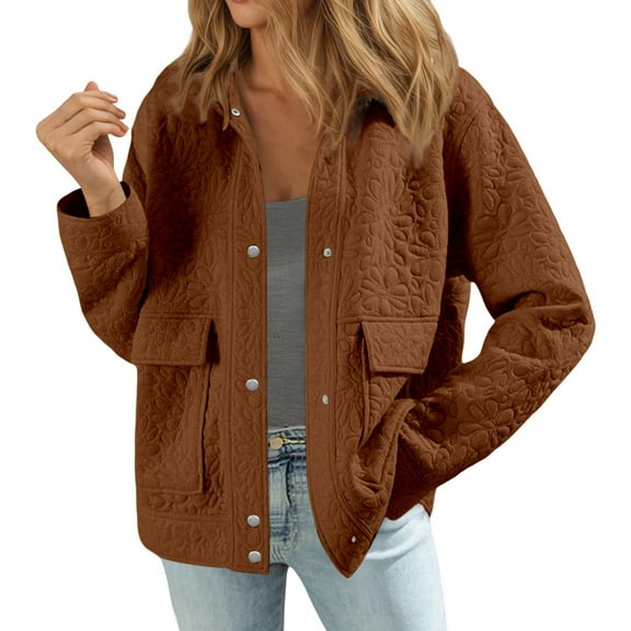 VNKIDY Plus Size Coat Plus Size Casual Long Sleeve Solid Buttoned Lapel Jacket With Double Pockets For Daily Wear Casual Outwear