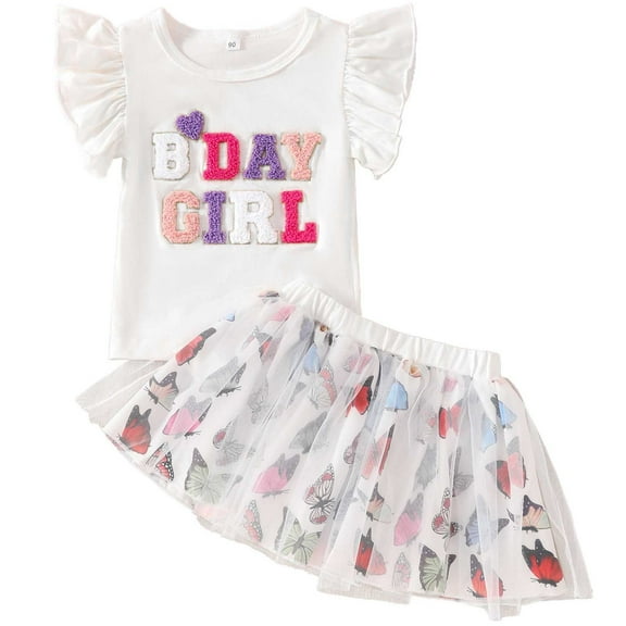 VNKIDY Summer Girls Trendy Short Sleeve O-Neck Tops And Colorful Tutu Skirt Sets Outfits Sets Classic