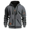 thumbnail image 1 of VNKIDY Sweatshirts Men Sport Hoodie With Zipper Pocket Pullover Casual Male Long Sleeve Solid Color Autumn Winter Streetwear Hiking Camping Sports Cozy, 1 of 5