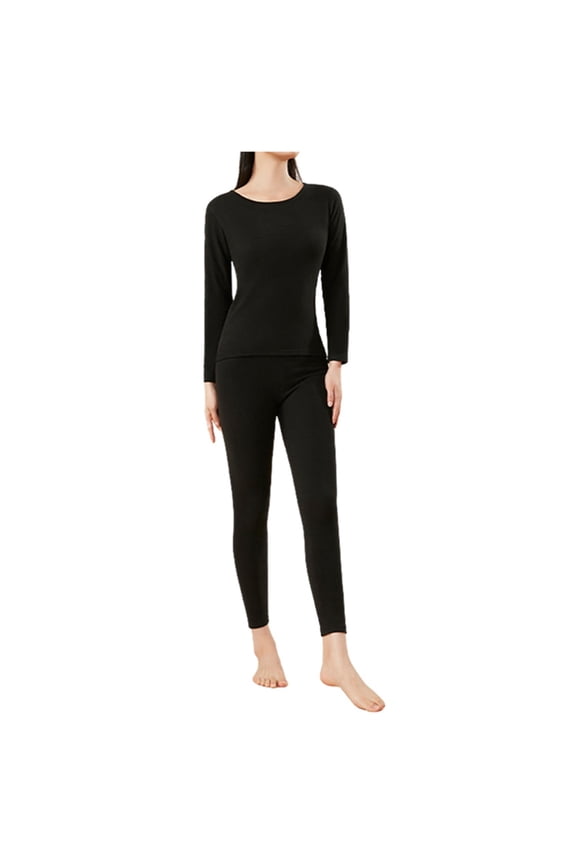 Thermal Long Johns Underwear Set Autumn Clothing Warm Soft Underwear Set Long Sleeve Solid Color Tops With Leggings Set 2 Piece Set Warm Clothes Sets