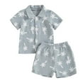thumbnail image 1 of VNKIDY Toddler Boys Summer Clothes Sets Button Down Shirt & Shorts 2Pcs Tree Printed Casual Beach Outfits Sets Versatile, 1 of 6