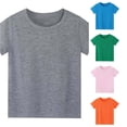 thumbnail image 1 of VNKIDY Toddler Kids Crew Round Neck Solid Color Short Sleeve T-Shirt Loose Casual Summer Basic Tee Tops For Little Boys Girls Trendy Tops Grey 7-8 Years, 1 of 3