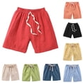 thumbnail image 1 of VNKIDY Toddler Kids Elastic Drawstring Waist Textured Bermuda Shorts Summer Regular Fit Breathable Loose Daily Casual Shorts For Little Boys Girls Classic Bottoms 5-6 Years, 1 of 4