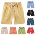thumbnail image 1 of VNKIDY Toddler Kids Elastic Drawstring Waist Textured Bermuda Shorts Summer Regular Fit Breathable Loose Daily Casual Shorts For Little Boys Girls Cozy Bottoms 8-10 Years, 1 of 3