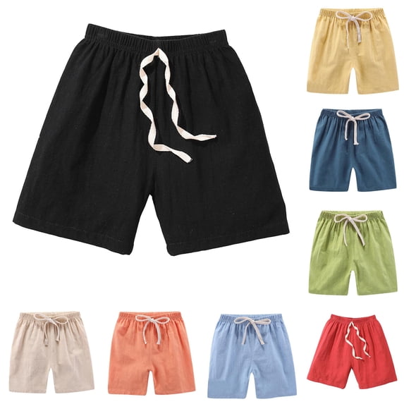 VNKIDY Toddler Kids Elastic Drawstring Waist Textured Bermuda Shorts Summer Regular Fit Breathable Loose Daily Casual Shorts For Little Boys Girls Soft Bottoms 3-4 Years