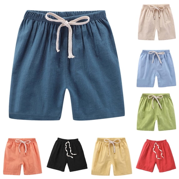 VNKIDY Toddler Kids Elastic Drawstring Waist Textured Bermuda Shorts Summer Regular Fit Breathable Loose Daily Casual Shorts For Little Boys Girls Stylish Bottoms 3-4 Years