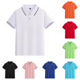 thumbnail image 1 of VNKIDY Toddler Kids Polo Collar Solid Color Thin Contrast Piping Short Sleeve Polo Shirt Breathable School Uniform Casual Tops For Little Boys Girls Trendy Tops White 5-6 Years, 1 of 4