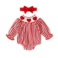 thumbnail image 1 of VNKIDY Valentine's Day Girls Baby Striped Heart Pattern Jumpsuit Set Long Sleeve Crewneck Relaxed Fit Bodysuits With Bow Headband For Daily Wear Leisure Romper, 1 of 7