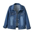 thumbnail image 1 of VNKIDY Versatile Women Denim Coat Women Fashion Casual Colorful Solid Color Large Size Pocket Button Denim Coat Long Sleeve Crop Jackets Summer Autumn, 1 of 7