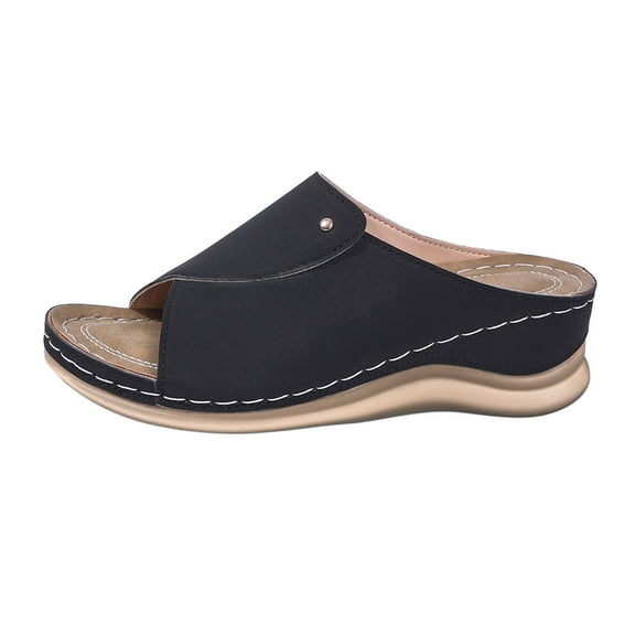 VNKIDY Versatile Women Shoes Orthopaedic Sandals Women Summer Ergonomic Leather Mules Non- Open Slippers Lightweight Comfortable Slippers Summer Solid Color Autumn Shoes