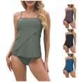 thumbnail image 1 of VNKIDY Women Adjustable Spaghetti Strap Square Neck Layered Tankini Top High Cut Brief Bottom Stretch Loose Fit Two Piece Tankini Swimwear Leisure Swimwear XXXL, 1 of 6