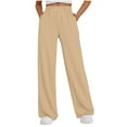 thumbnail image 1 of VNKIDY Women Casual Pants Casual Pants High Waisted Loose Fit Straight Leg Joggers Elastic Waistband Drawstring Pocket Sweatpants For Daily Wear Leisure Trousers, 1 of 2