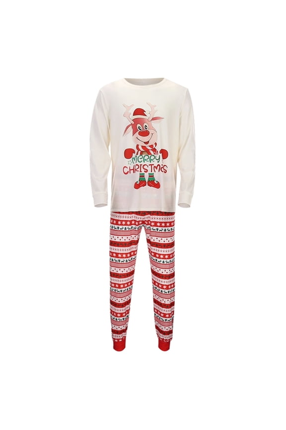 Women Christmas Family Matching Pajama Set Long Sleeve Crewneck Top with Rudolph Reindeer Graphic Top Fair Isle Pants For Festive Homewear Holiday Joy Classic Set