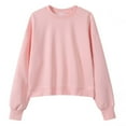 thumbnail image 1 of VNKIDY Women Crop Sweatshirt Round Neck Sweatshirt Casual Versatile Long Sleeved Solid Color Pullover Fashionable Dailywear, 1 of 2