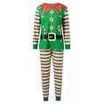 thumbnail image 1 of VNKIDY Women Family Matching Christmas Elf Pajama Set Stripe Long Sleeve Crewneck Top With Candy Cane Prints Matching Striped Pants For Festive Loungewear Holiday Relaxed Set, 1 of 6