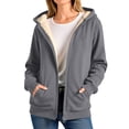 thumbnail image 1 of VNKIDY Women Hooded Sweatshirt Winter Warm Plush Jacket Cozy Soft Coats Outerwear For Cold Weather Long Sleeve Solid Color Trendy Streetwear, 1 of 5