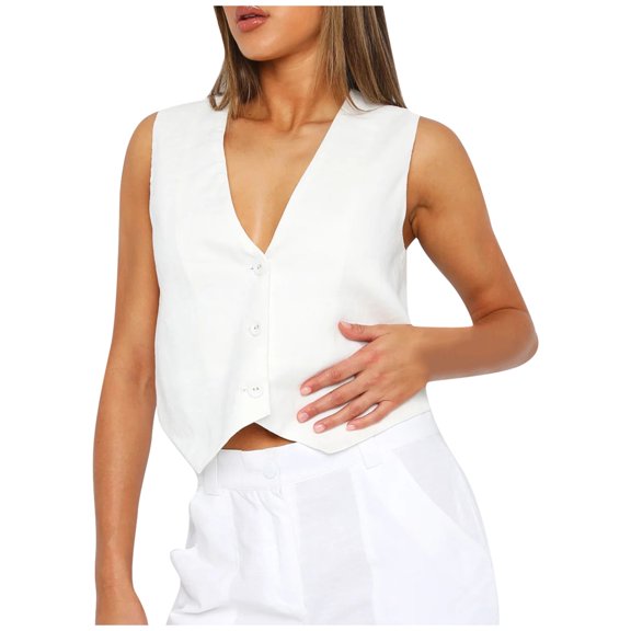 VNKIDY Women Outerwear Vests Corduroy Lightweight Stand Collar Loose Fit Vest Short Padded Sleeveless Jacket Outerwear For Casual Wear Classic Tops