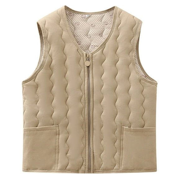 VNKIDY Women Outerwear Vests Fashionable Warm Outerwear Vest Versatile Sleeveless Zipper Solid Color Padded Gilet For Casual Wear Trendy Outerwear