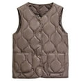 thumbnail image 1 of VNKIDY Women Outerwear Vests Lightweight Warm Casual Sleeveless Gilet Solid Color Button Padded Vest For Layering Everyday Wear Cozy Outerwear, 1 of 3