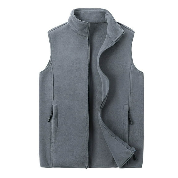 VNKIDY Women Outerwear Vests Plush Solid Color Full Zipper Stand Collar Reversibler Vest Sleeveless Warm Outerwear For Cold Weather Athletic Outerwear