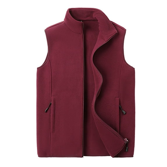 VNKIDY Women Outerwear Vests Plush Solid Color Full Zipper Stand Collar Reversibler Vest Sleeveless Warm Outerwear For Cold Weather Casual Outerwear