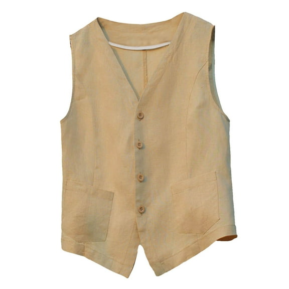 VNKIDY Women Outerwear Vests Solid Color Button Front Vest Sleeveless V Neck Waistcoat With Dual Pockets Breathable Layering Piece For Casual Wear Classic Vests
