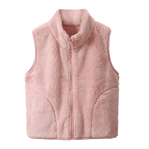 VNKIDY Women Outerwear Vests Solid Color Plush Warm Thermal Vests Autumn Winter Sleeveless Zipper Standing Collar Vest With Pockeys For Outdoor Wear Fashionable Vests