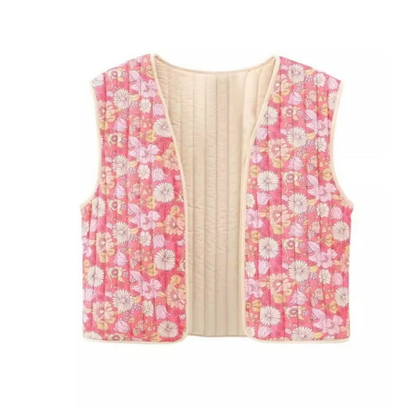 VNKIDY Women Outerwear Vests Stylish Quilted Vest Zip Up Slim Fit Outerwear Solid Color Crewneck Sleeveless Retro Plaid Pattern Casual Versatile Layering Piece Fashionable Tops