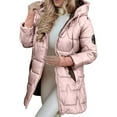 thumbnail image 1 of VNKIDY Women Parkas Autumn Winter Fashion Cotton Padded Coats Solid Color Lightweight Long Sleeve Zipper Hooded Jacket For Casual Daily Wear Classic Outerwear, 1 of 8