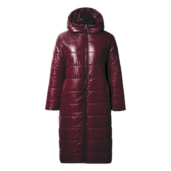 VNKIDY Women Parkas Warm Lightweight Solid Color Cotton Padded Coats Slim Fit Long Sleeve Zipper Hooded Jacket For Autumn Winter Cozy Outerwear