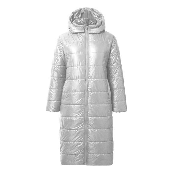 VNKIDY Women Parkas Warm Lightweight Solid Color Cotton Padded Coats Slim Fit Long Sleeve Zipper Hooded Jacket For Autumn Winter Versatile Outerwear
