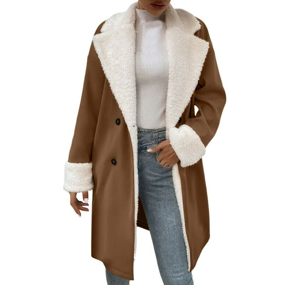 VNKIDY Women Parkas Winter Thicken Solid Color Plush Jacket Thermal Insulated Long Sleeve Lapel Coat For Casual Daily Wear Cozy Outerwear